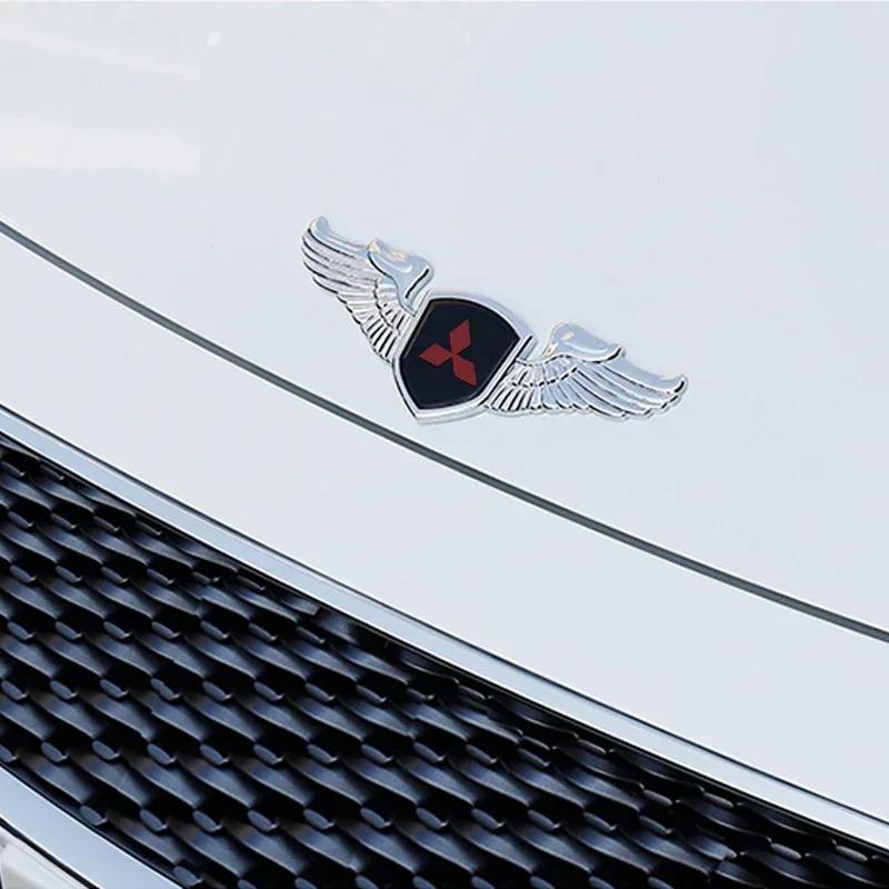cwznhv1 for Mitsubishi ASX Lancer Cordia Pajero Outlander Eclipse Galant Mirage Metal Chromed Front Hood Emblem Badge Sticker for Car