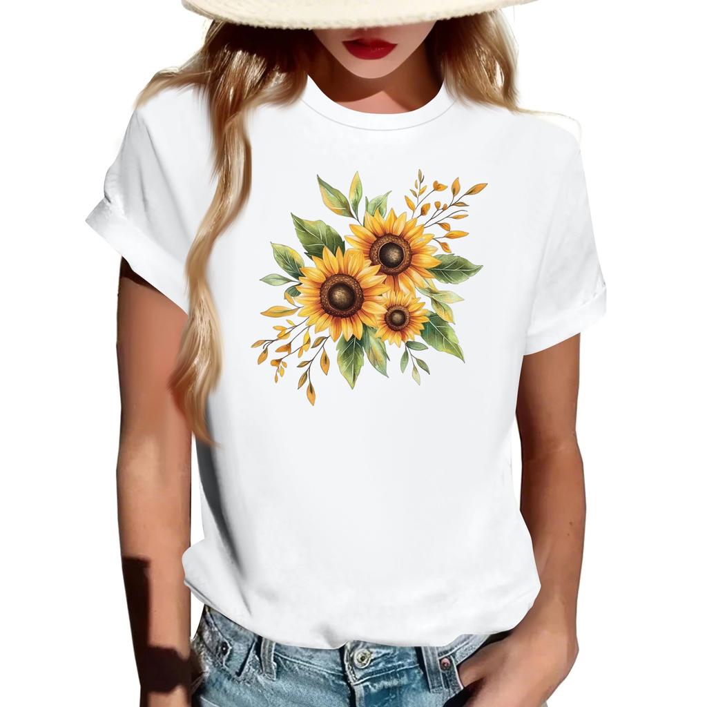 Женская модная футболка с круглым вырезом, повседневная, с ретро-принтом, с короткими рукавами
