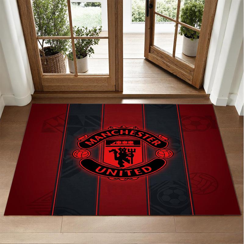 Manchester United Design Crystal Velvet Rug Soft Decorative Mat for Bedroom Entrance