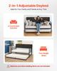 Twin Size Daybed Frame, Day Bed with Trundle, Heavy Duty Metal Platform Bed Frame with Charging Station, Twin Daybed with Metal Slats Support for