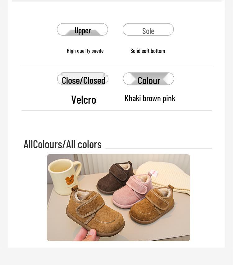 Зимние ботинки Birkenstock в корейском стиле для девочек 2025 года, на толстой подошве, с мехом - Теплые, модные, однотонные хлопковые ботинки для детей