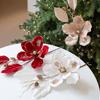 22cm Christmas Artificial Flowers Fabric Plastic Glitter Fake Flower Glitter Poinsettia  New Year
