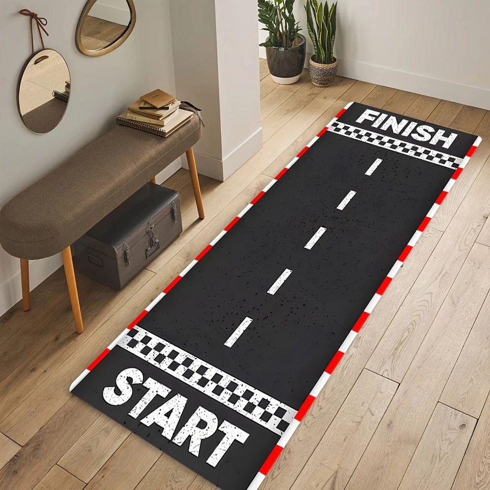 Anti-slip Simulation Racing Track Road Carpet Floor Mat for Home Game Room Apartment Interior Decor