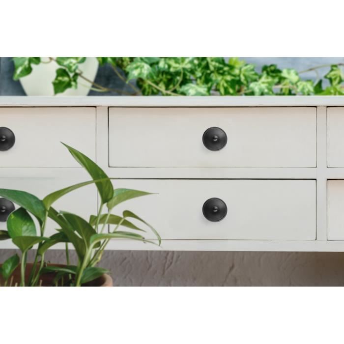 Boutons de meuble Rond zamak peint - Lot de 4 - Noir - H.22 x l.30 x P.30 mm