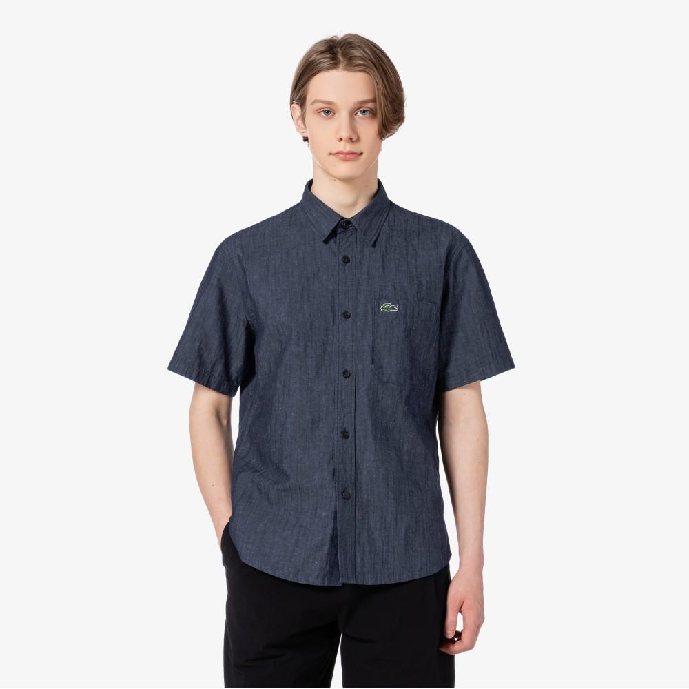 Lacoste Мужская джинсовая рубашка с коротким рукавом CH259E-55G166