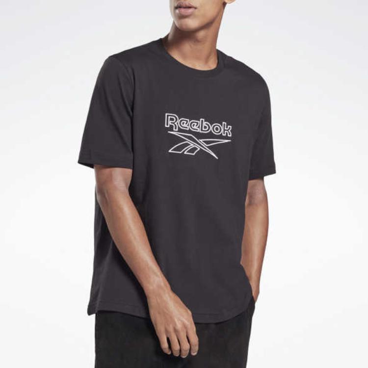 Reebok Повседневная дышащая футболка с круглым вырезом и коротким рукавом с логотипом, унисекс, черная GU3886