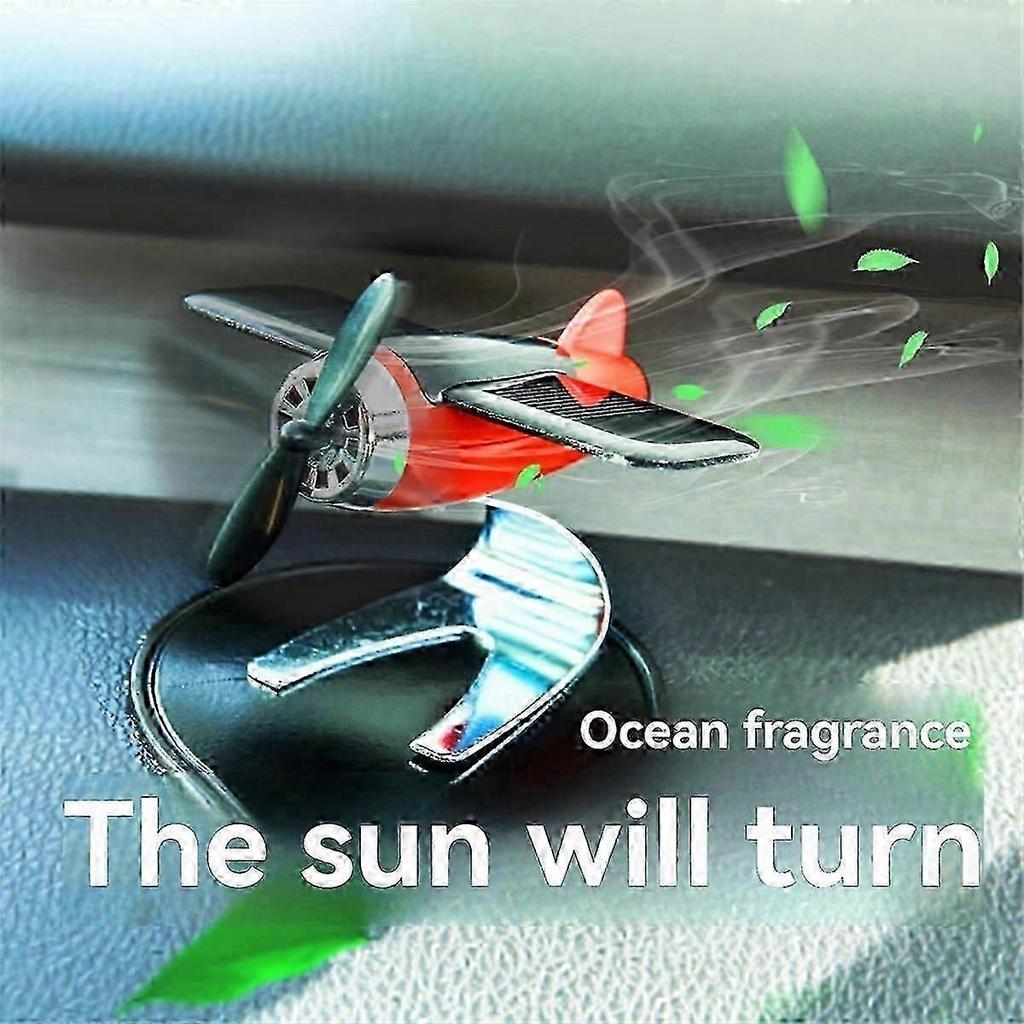 Solar Powered Rotating Airplane Decorative Ornaments Air Purifier Airplane Lover Gift Home Desk Accessories Red