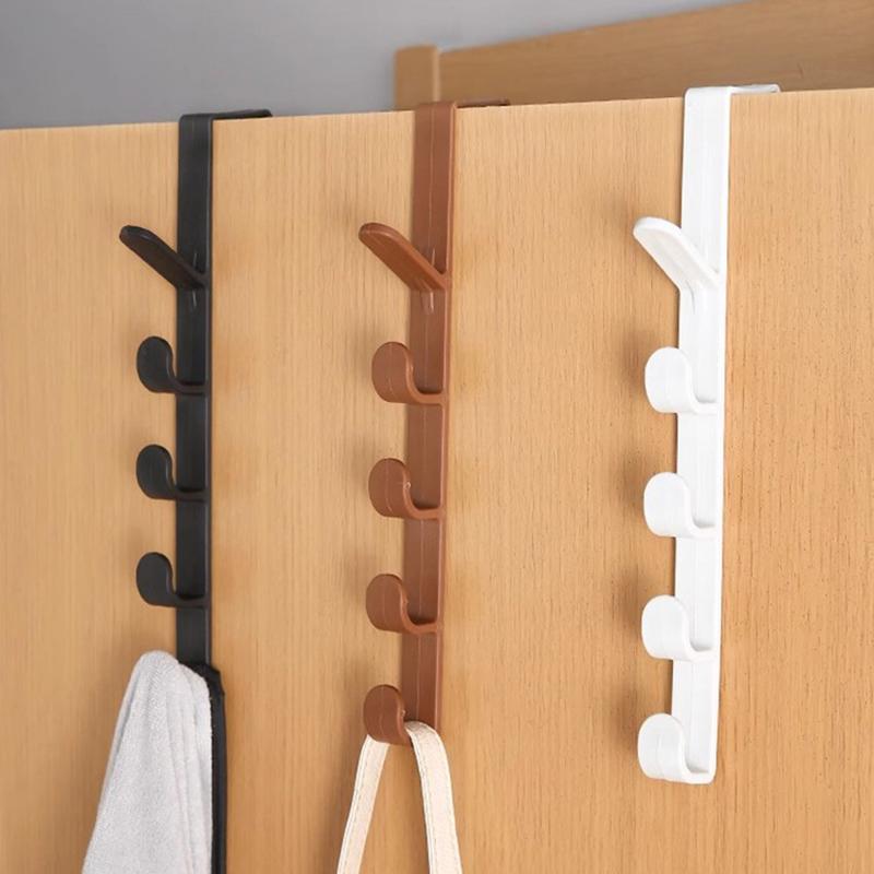 Пятисегментный дверной крючок, сумка для пальто, шапка для полотенец, резинки для волос, бесшовный держатель, организация хранения для дома, спальни, пластиковая вешалка одноцветного цвета