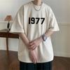 1977 Printed T-shirt Men's Summer Suede Short Sleeve Casual High Street Vintage Oversized T-shirt