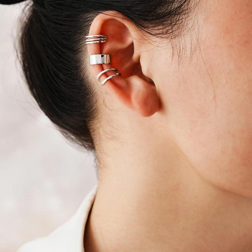 Минималистичные геометрические серьги-каффы с двойным слоем и золотым покрытием