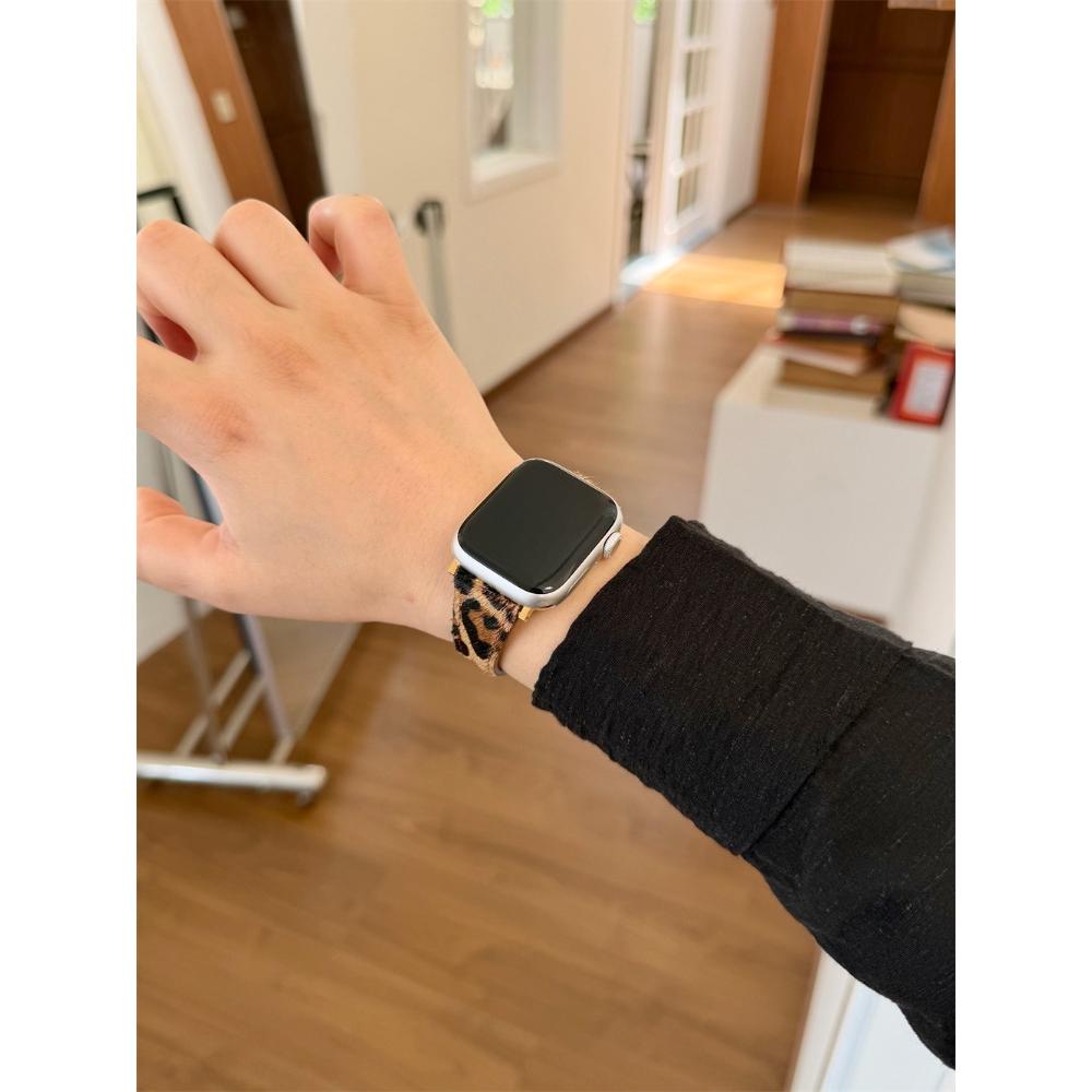 Ремешок из натуральной кожи с леопардовым принтом для Apple Watch, подходит для Ultra 2, 49/46/45/42/40 мм, кожаный ремешок для iWatch Series 11 / 10 / 9 / 8 / 7 / 6/ 5/SE