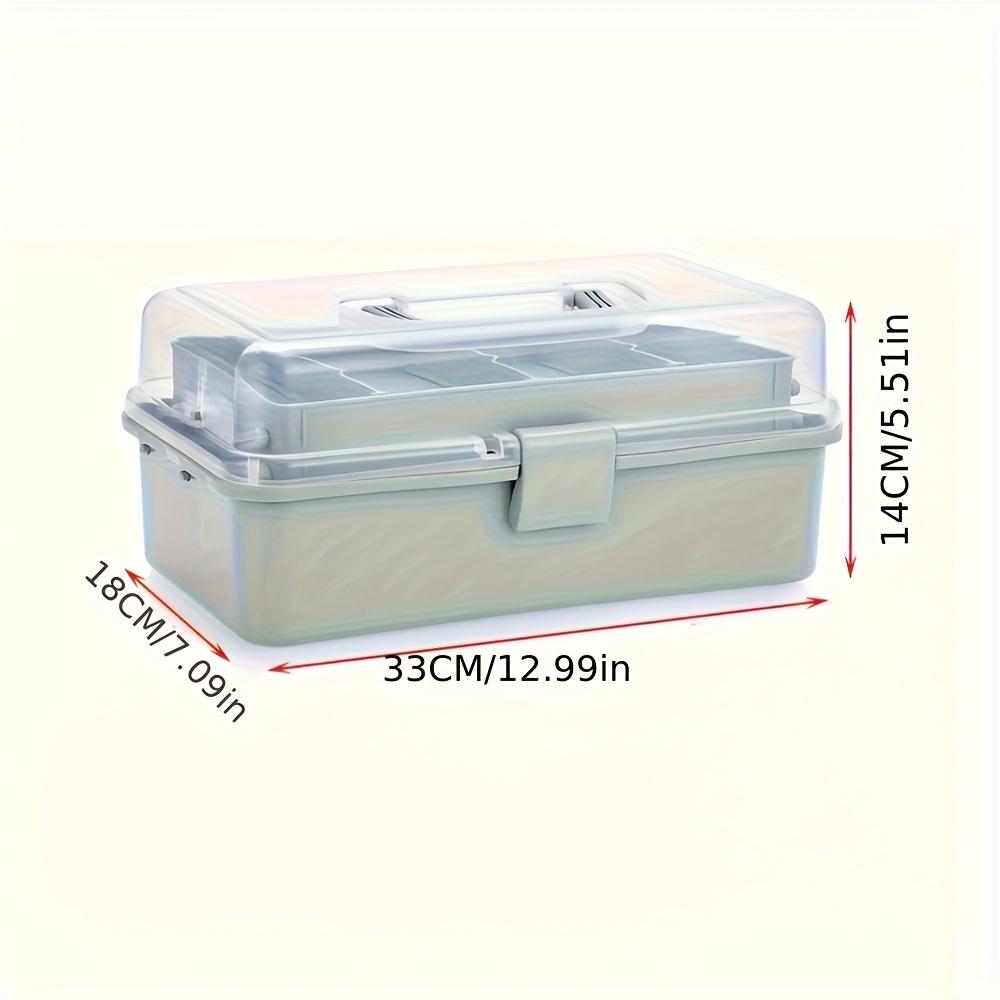 3-ярусный регулируемый складной органайзер для рукоделия - Прочный пластиковый контейнер для хранения с прозрачной крышкой для художественных принадлежностей, инструментов, лекарств, шитья и живописи