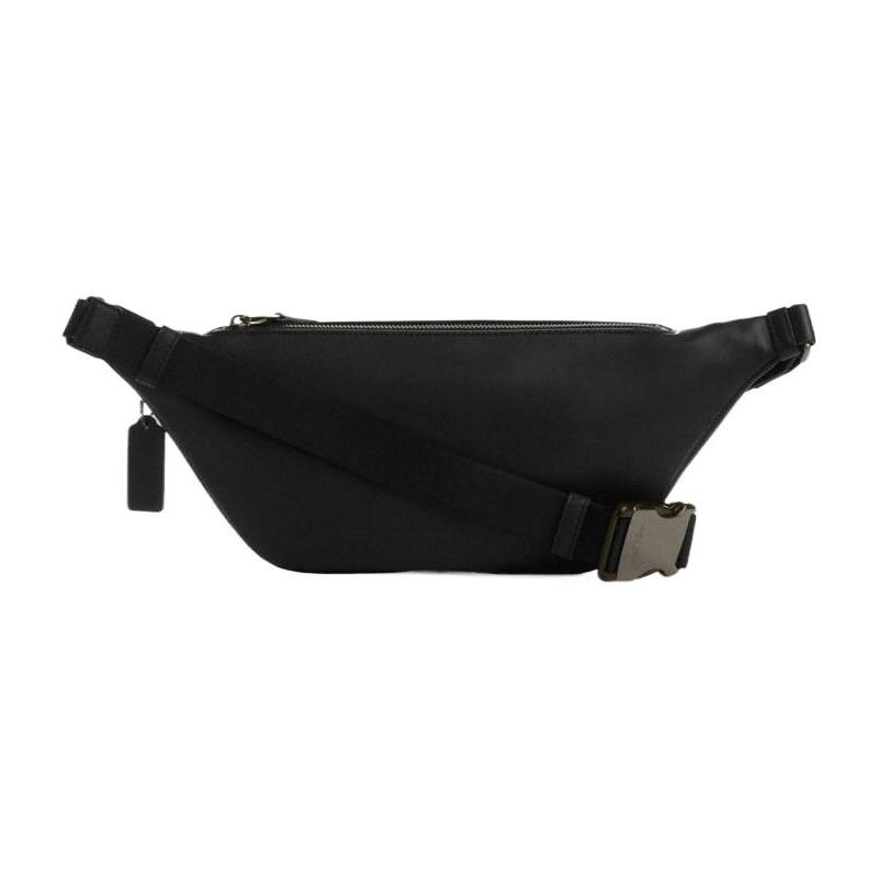 COACH Warren 33 Classic Presbyopia Zipper Closure Color Block Leather One Shoulder Crossbody Belt Bag Large Men's Khaki Black