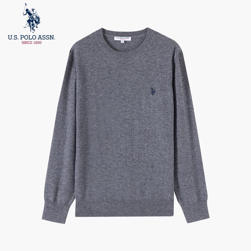 U.S. Polo Assn. Мужской вязаный свитер с круглым вырезом в стиле business casual