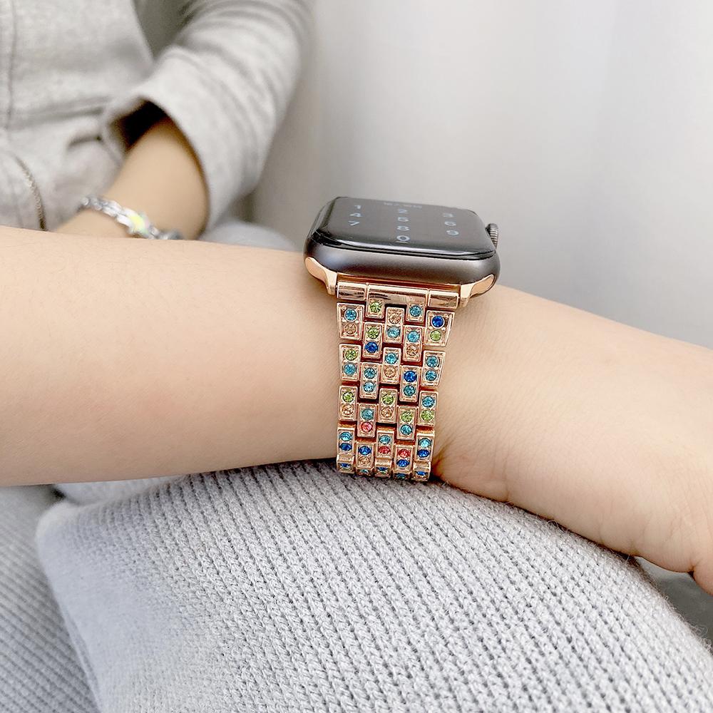 Металлический ремешок с бриллиантами для Apple Watch Ultra 8 7 6 5 4 SE 45 мм 44 мм 41 мм 40 мм для iwatch серии 3 38 мм 42 мм ремешок из нержавеющей стали