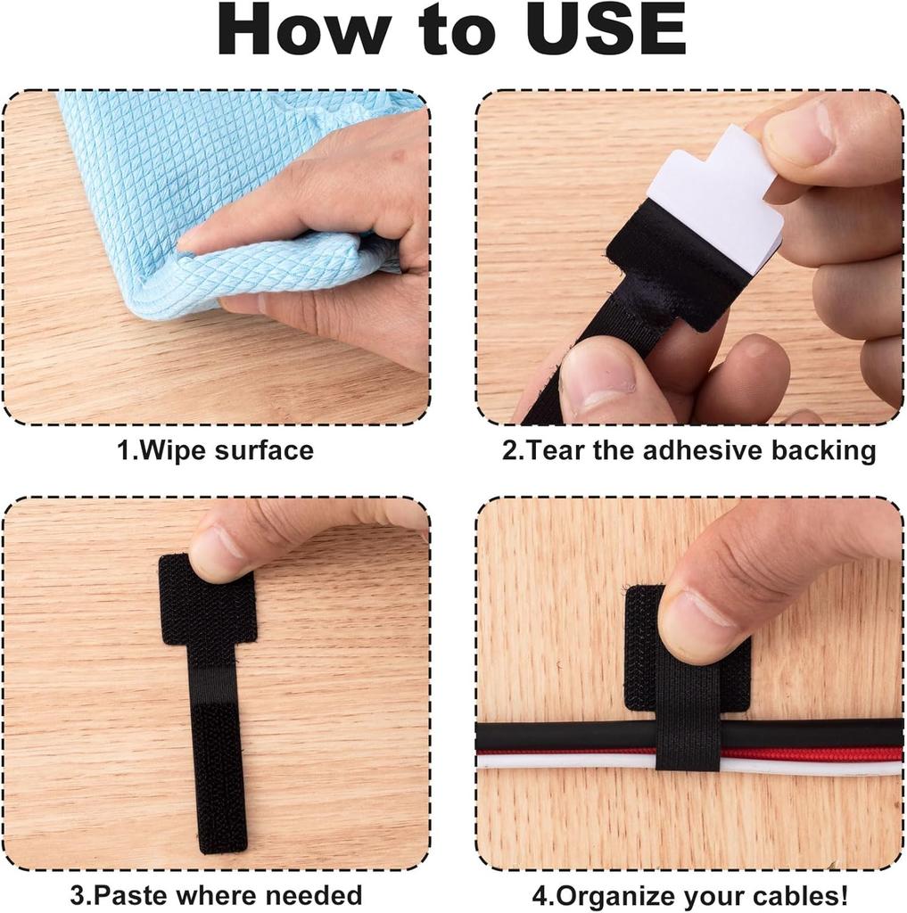 Reusable Cable Ties Fastening Wire Organizer Cord Rope Holder Self Adhesive Adjustable Cord Organizer Straps Desk Management