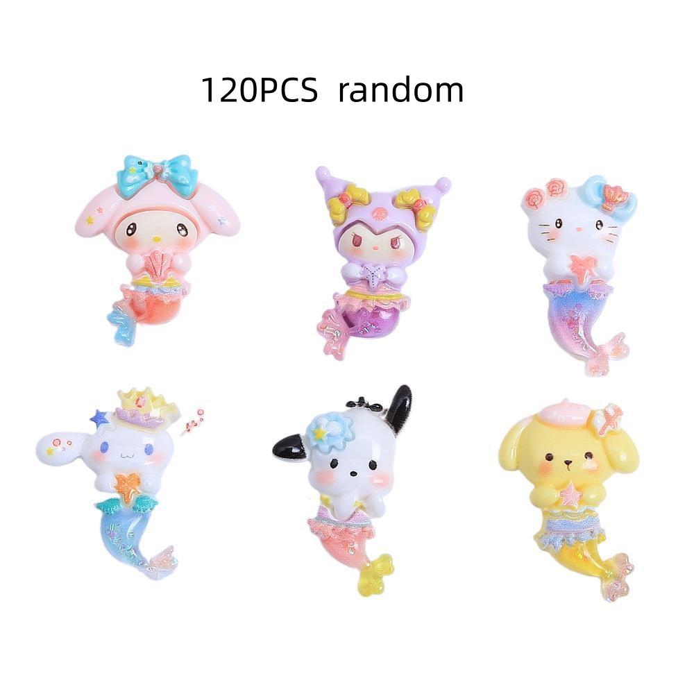 12/120PCS Cute little animal mermaid cartoon handmade DIY cream glue resin small accessory jewelry phone case handmade material