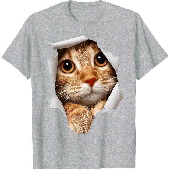 Funny Orange Cat Lady Cute Kitten Torn Cloth Cats Lover T-Shirt