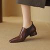 Fashion Women Pumps Low Heels Genuine Leather 2024 Spring Summer New Square Toe Mature Working Shoes Woman Basic Office Lady Women Shoes