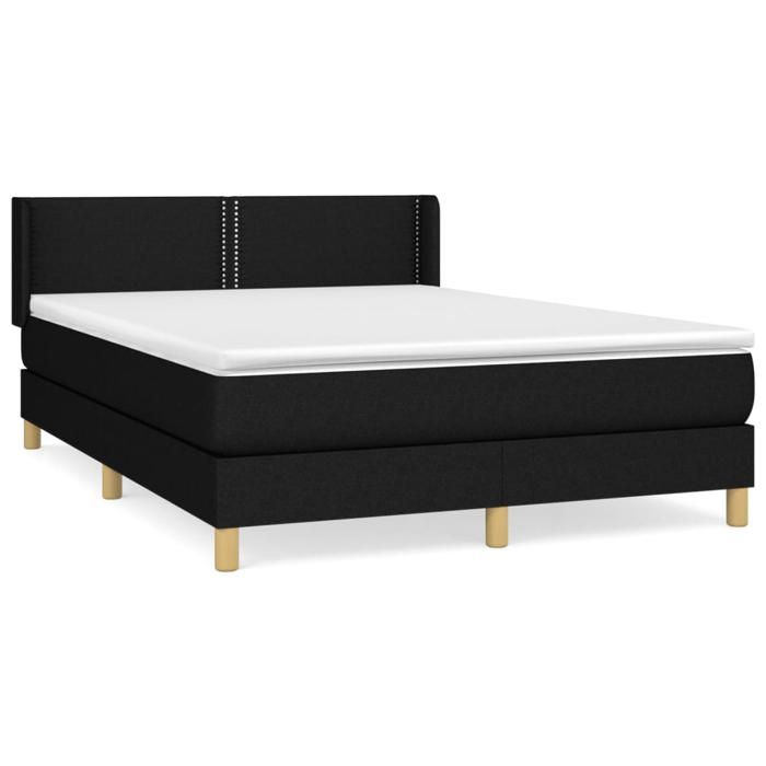 Maison Exclusive - Sommier à lattes de lit avec matelas Noir 140x190 cm Tissu