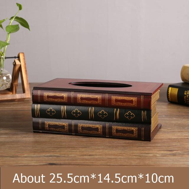 Антикварная деревянная модель книги, коробка для салфеток, декоративная классическая объемная подставка для салфеток, домашняя повседневная необходимость, посуда, орнамент, ремесло