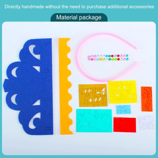 DIY шляпа с короной на день рождения для детей, мультяшный кролик, динозавр, торт, лев, животные, нетканый головной убор на день рождения, украшение для вечеринки, набор материалов для рукоделия