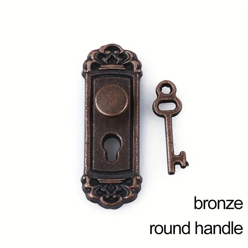 Ретро Стиль 1/12 Масштаб Кукольный Домик Замок Набор Ключей Миниатюрные Дверные Ручки Латунные Ручки Мини Мебельная Ручка Кукольный Дом DIY Аксессуары