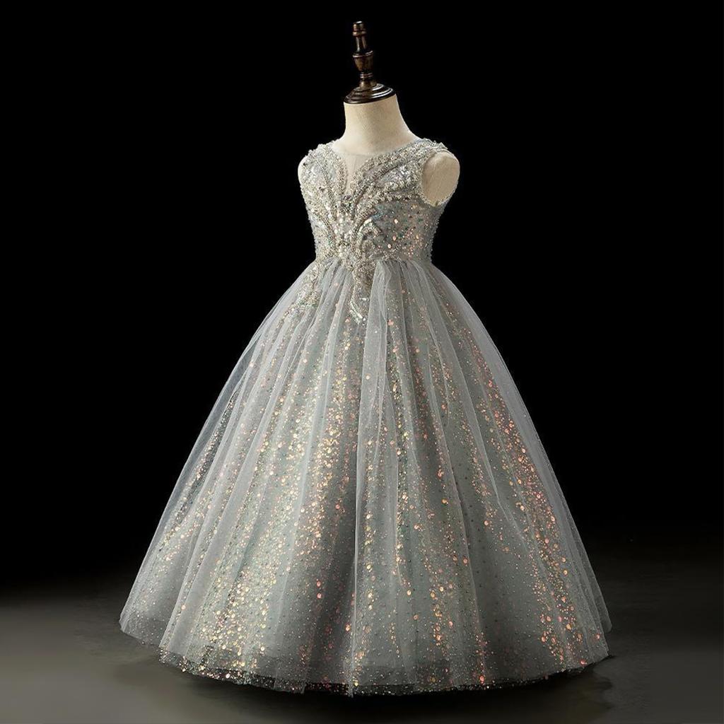 HOLRAFAN Формальное платье без рукавов с блестящей вышивкой в виде бабочек и цветов Идеально для принцессы для сцены и элегантных мероприятий Размеры Детский дизайн, Для девочек