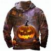 Мужская толстовка с капюшоном и 3D-принтом тыквы на Хэллоуин 2025 года, с длинным рукавом, круглым вырезом, уличная одежда, затягивающаяся на шнурок, осень-зима