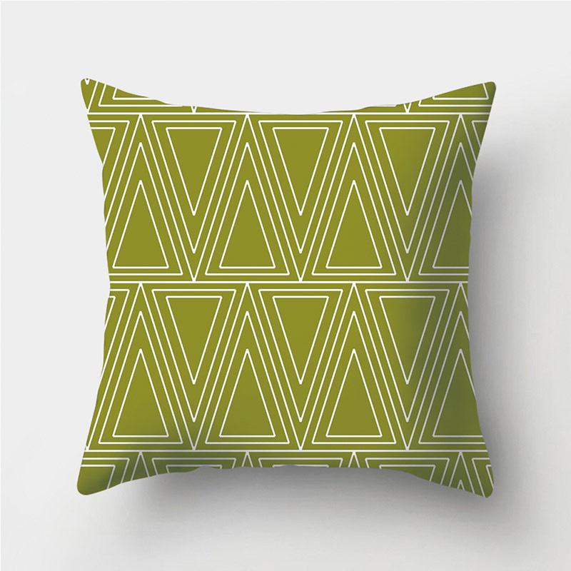 Green Geometric Pattern Throw Pillowcase Home Decor Square Wave Print Pillowcase Sofa Bed Decorative Pillowcase