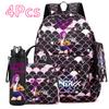 4Pcs/set Anime Cartoon Printed Backpack with Handbag Pencil Case 750Ml Water Bottler for Teenager Boy Girl Large Capacity Bookbag Schoolbag Mochila