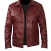 Maroon Stylish Men Real Lambskin Soft Leather Shirt Handmade Biker Casual Party