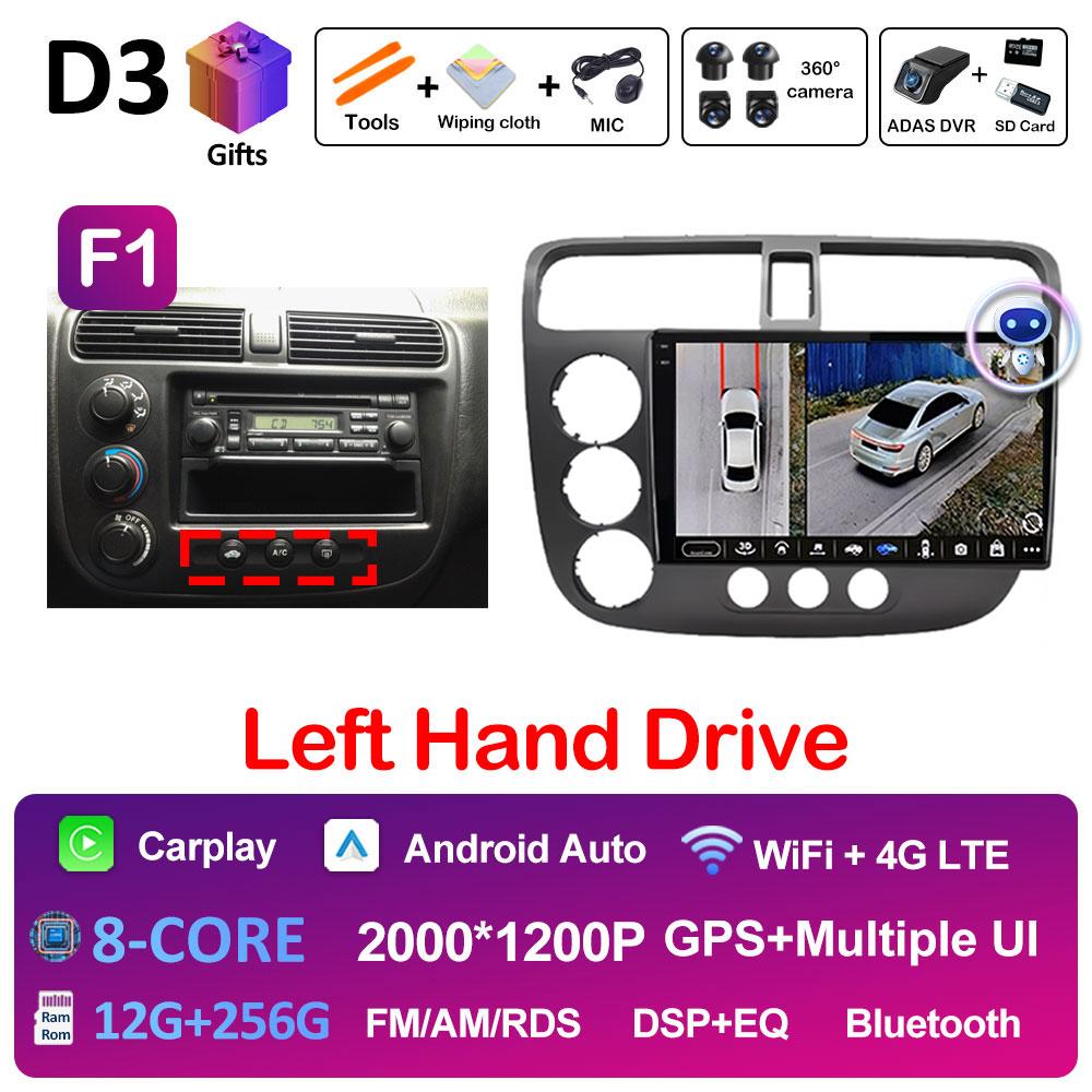 DSP стерео GPS навигация для Honda Civic 2000 2001 2002 2003 2004 2005 2006 мультимедийный проигрыватель Android 14 сенсорный экран головное устройство