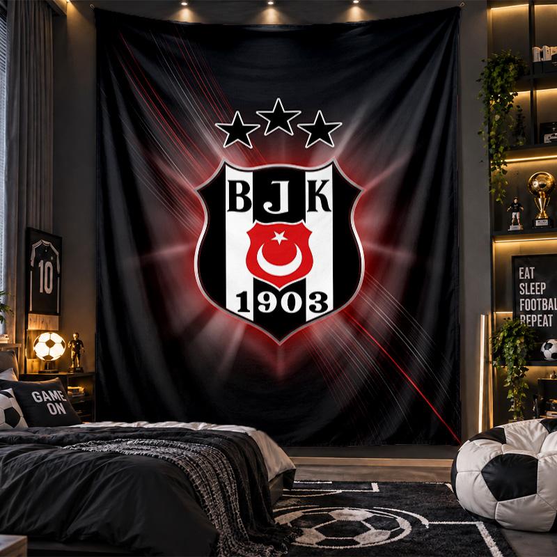 Wall Hanging Tapestry Beşiktaş FC Print Cloth for Living Room Bedroom Home Decor