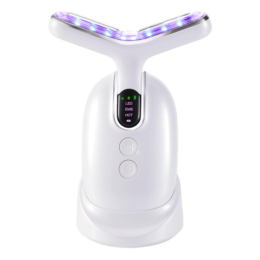 Micro-electric V Face and Neck Beauty Instrument EMS Neck Massager Lifting Face Color Light Introducer Removing Neck Pattern Beauty Instrument