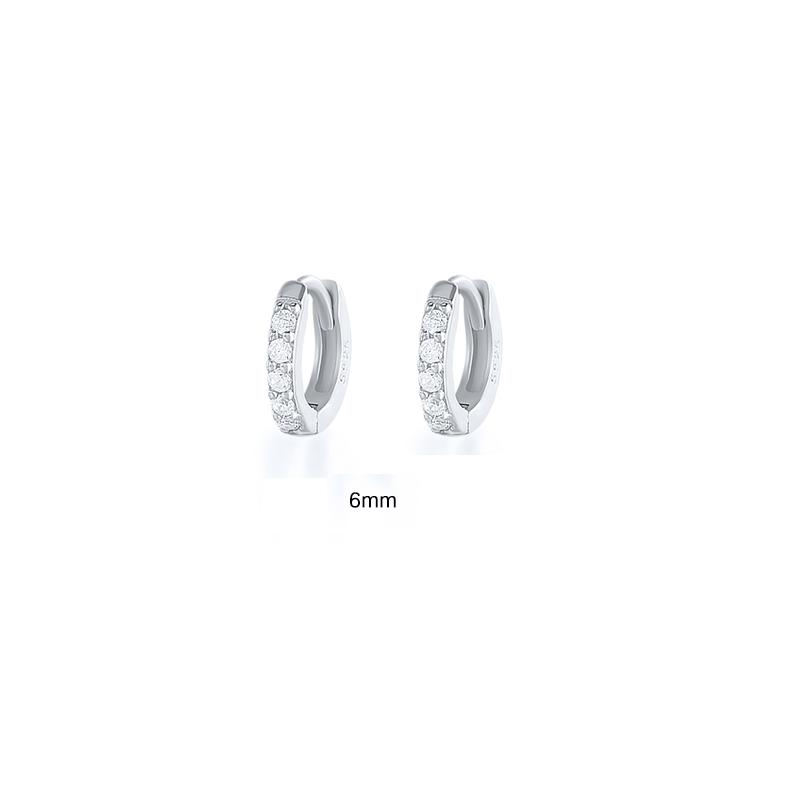 6/7/8/9 MM Cartilage Circle Earrings 925 Silver Bling CZ Huggie Hoop Earring for Women Piercing Buckle Wedding Jewelry