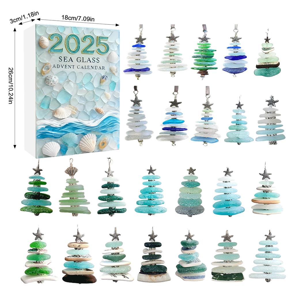 Рождественское подвесное украшение Морское стекло Акриловая рождественская елка Адвент-календарь Подвесное украшение для рождественского отсчета Домашний декор Вечеринка
