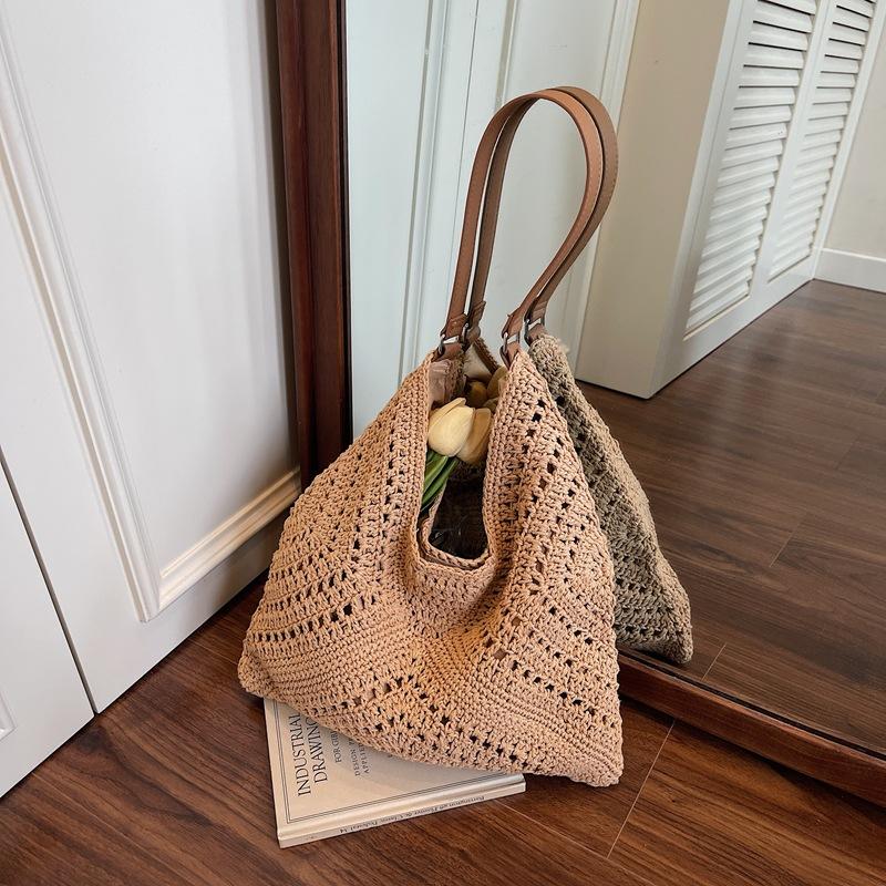 Плетеная сумка женская новая ленивый стиль мода досуг отпуск наплечная сумка большая вместимость сумка-тоут