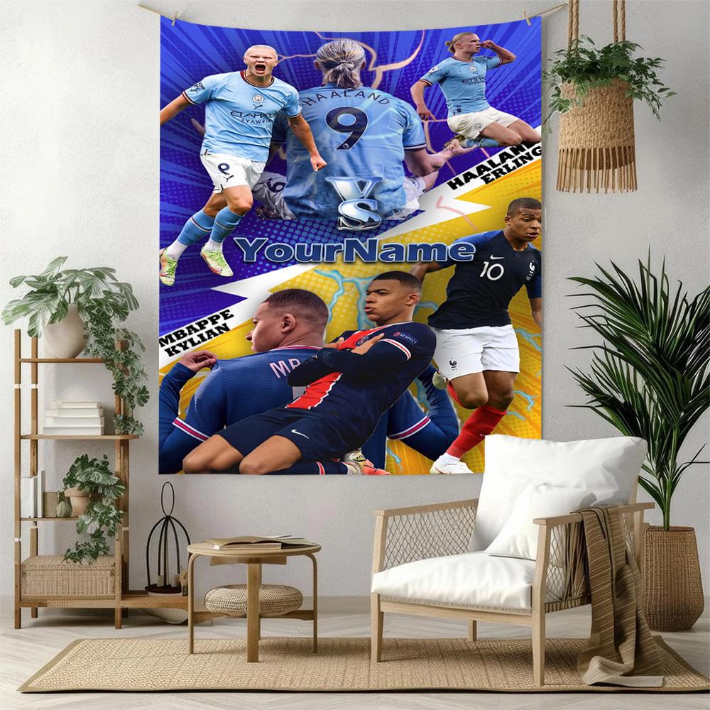 Mbappe Custom Your Name Wall Decor Tapestry Art For Pet Memorial Birthdaywedding Party Backdrop Family Gift