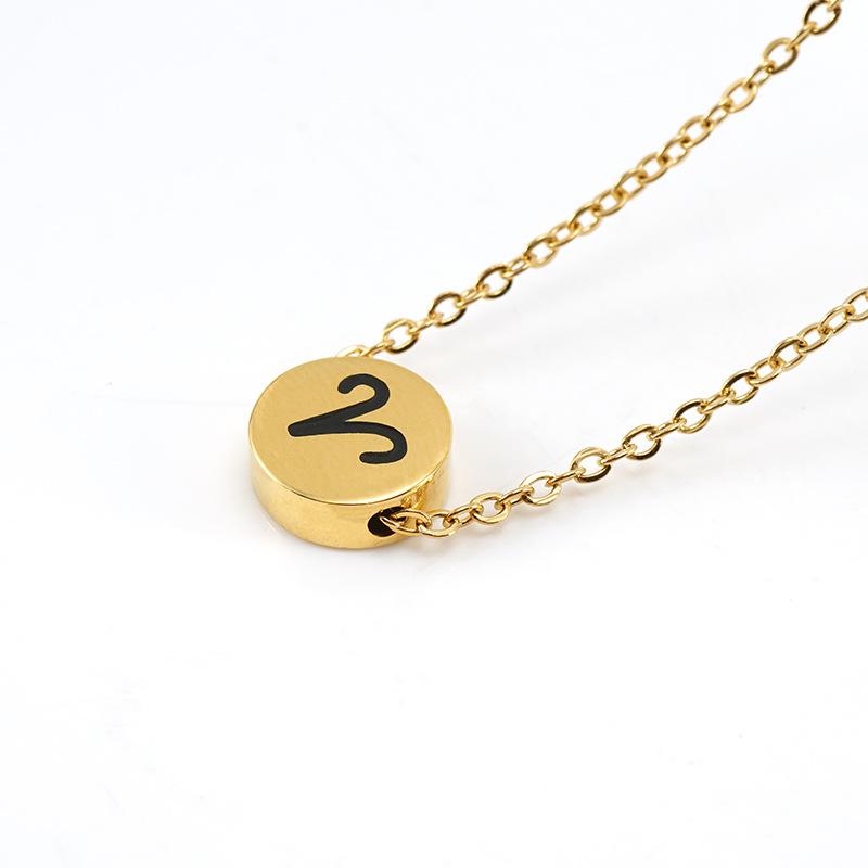 Новое простое круглое ожерелье с подвеской в виде символа созвездия из нержавеющей стали, 12 ожерелье с созвездием для женщин