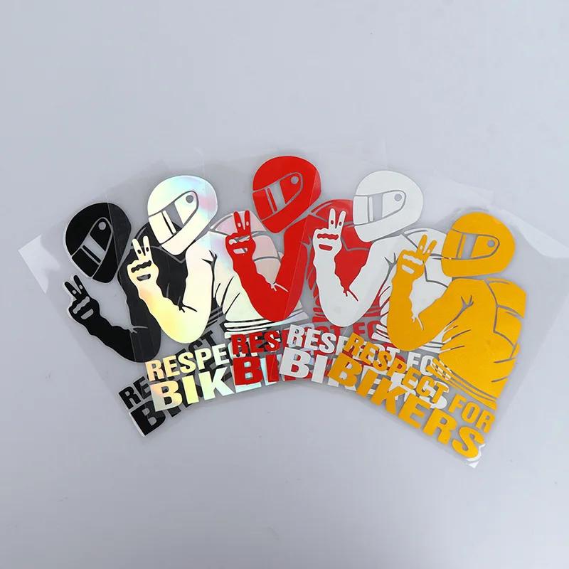 Motorcycle Reflector Sticker Decal Waterproof Helmet Reflective Stickers Motorcycle Car Red Respect for Bikers Vinyl 3D Stickers