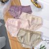Fashion Bowknot Lace Underpants Mid-waist Cotton Panties Elastic Comfortable Solid Color Underpants