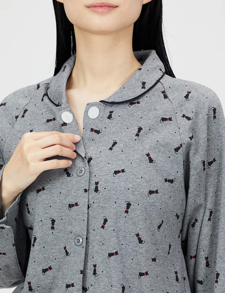 Pajama Care Cat Hospital Hospital Japanese Size LL Equivalent [Airin] Set, Women's Pajamas, Pattern, Women's Nightwear, Clothes, Clothes, Charcoal,