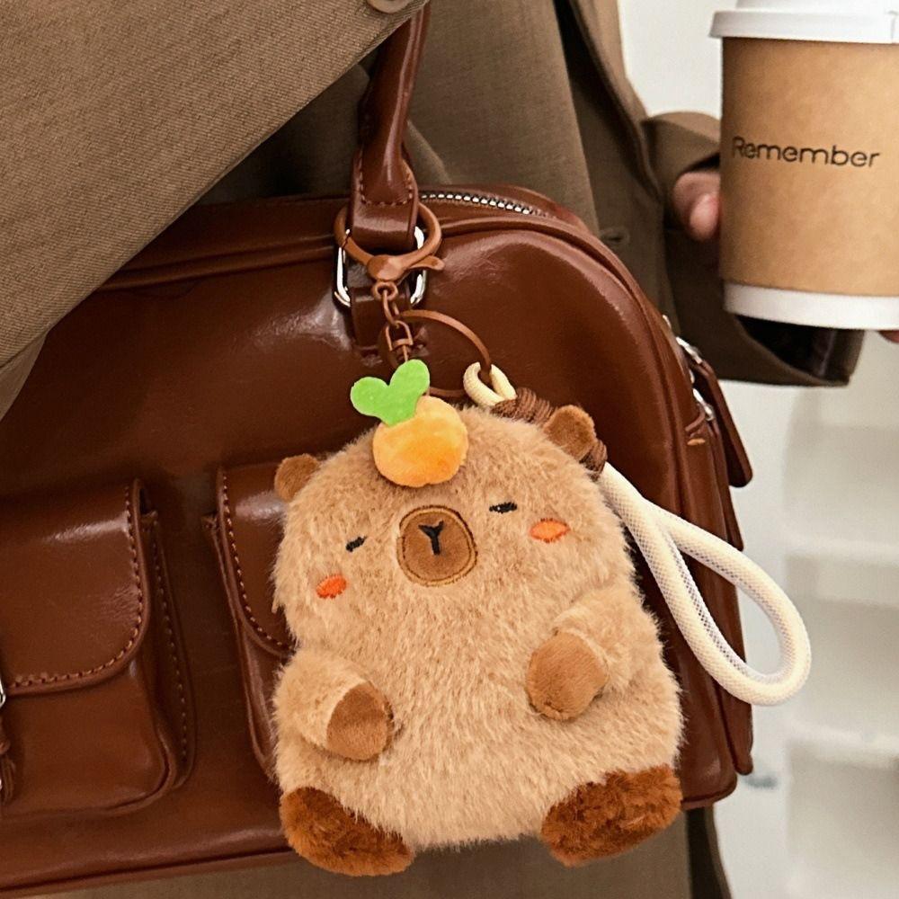 Cartoon Capybara Coin Purse Plush Stuffed Guinea Pig Bag Pendant Funny Plush Doll Keychain  Unisex