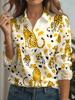 Autumn New Women's Shirts Gradient Stripes Print Blouse Lapel Neck Long Sleeve Office Ladies Tops Shirts Casual Womens Clothes