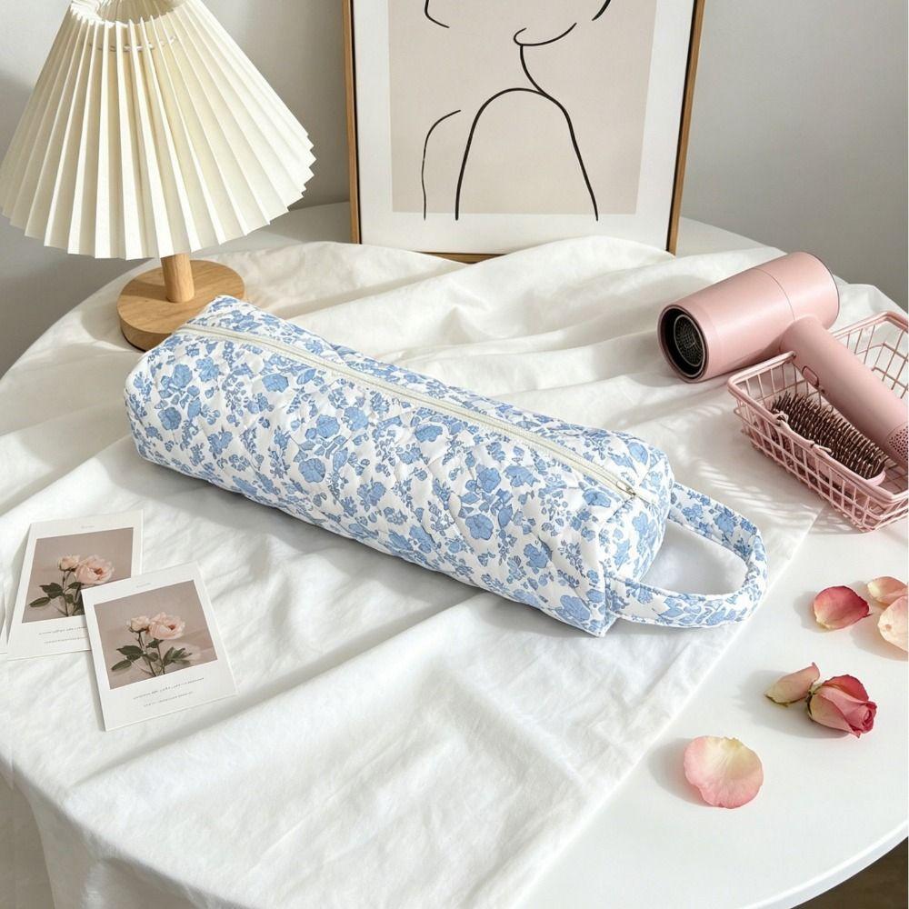 Soft Hair Dryer Storage Bag Quilting Cotton Large Capacity Curler Storage Bag With Handle Dustproof Curling Iron Carrying Case