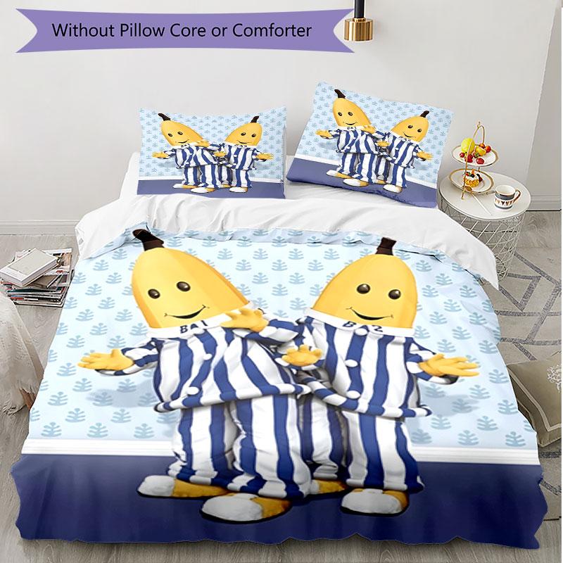 3pcs Duvet Cover Set (1*Duvet Cover + 2*Pillowcase, Without Core), Bananas in Pyjamas Print Soft All‑Season Bedding Set, Home Bedroom Decor Gift