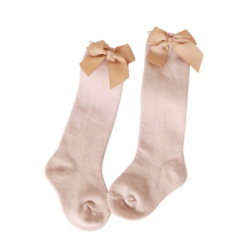 Детские носки, носки средней длины для девочек, однотонные детские носки с бантом