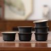 6PCS Tea Pair Set Retro Tea Cup Black Heat-resistant Tea Bowl Chinese Handmade Single Cup Office
