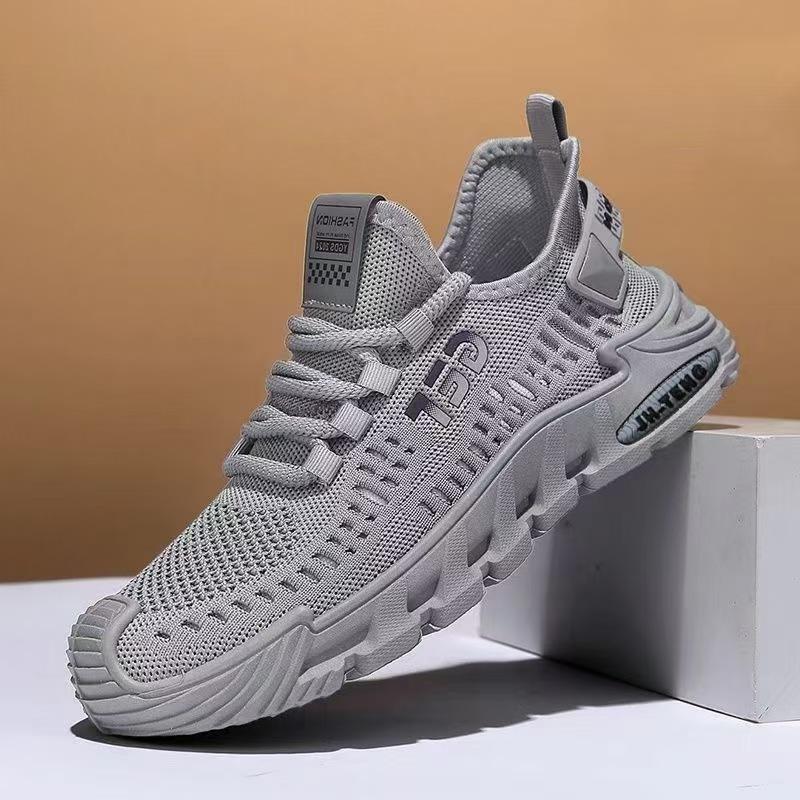 Мужская летняя новая сетчатая дышащая мужская повседневная обувь трендовые универсальные полые туфли на одну ногу однотонные туфли